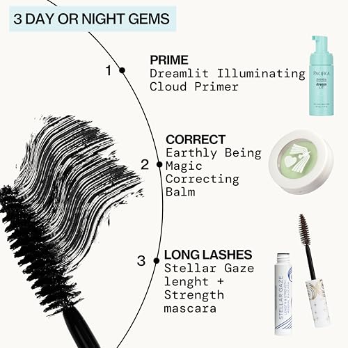 Pacifica Mini Stellar Gaze Mascara ? Supernova Black Trial Size, Length & Strength Mineral Mascara, Travel-Friendly, Vegan Ophthalmologist Tested