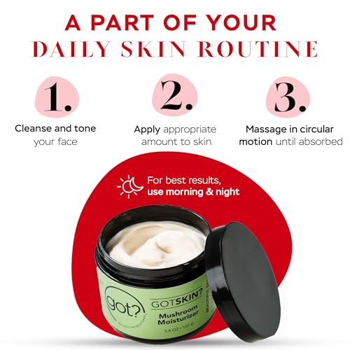 Got? Mushroom Face Moisturizer with Reishi, Chaga, Cordyceps & Lion¡¯s Mane, Shea Butter + Vitamin E, Fast Absorbing Cream for Men & Women, 3.8 oz