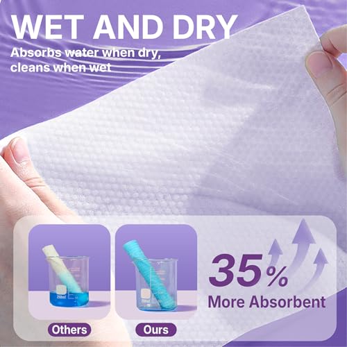 Disposable Face Towels XL 200 Count, Pearl Texture Facial Tissues for Deep Cleansing, Ultra Thick Makeup Remover Dry Wipes, Lint Free Cotton Tissue for Sensitive Skin