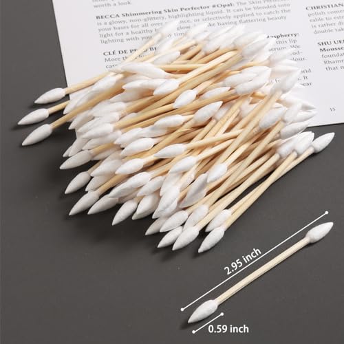 Precision Tip Cotton Swabs with Wooden Sticks - 200 Pack for Makeup & Ear Cleaning