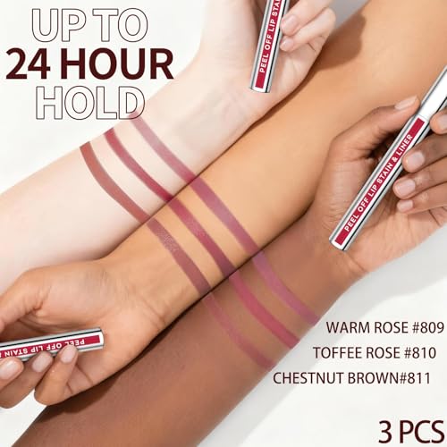 3-Piece Peel Off Lip Stain Set with Tweezer - Waterproof & Long-Lasting