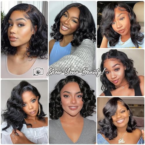Body Wave 13x6 HD Lace Front Wig - 12 Inch Bob, 200% Density