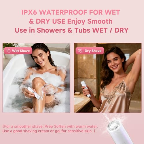 Bikini Trimmer for Women, Ladies Razors, Electric Shaver for Leg Body Pubic Armpit Facial Hair Shaving,Hygiene Ceramic Blade,Smooth Gentle Shave,USB-C Rechargeable and Cordless(Pearl White)