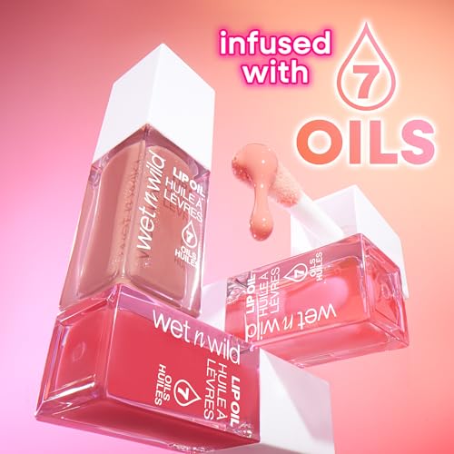 wet n wild Lip Oil - Lightweight, Non-Sticky, Hydrating & Nourishing Formula with 7 Conditioning Oils, Vegan & Cruelty-Free - Cocoa Rose