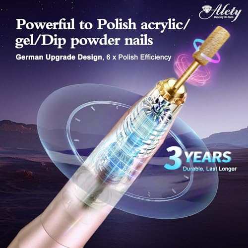 Electric Nail Drill Kit for Acrylic & Gel Nails - Portable Efile Manicure Tools with Gold Drill Bits