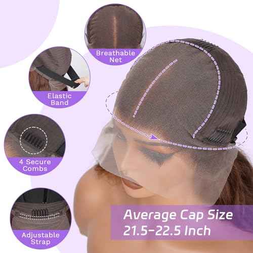 250 Density Body Wave Chocolate Brown Wig, 13x6 Lace Front Wigs Human Hair Pre Plucked, 100% Real Human Hair 4# Brown Wig for Women 26 Inch