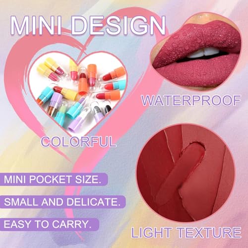 16 Piece Mini Lipstick & Eyeshadow Stick Set - Matte & Shimmer