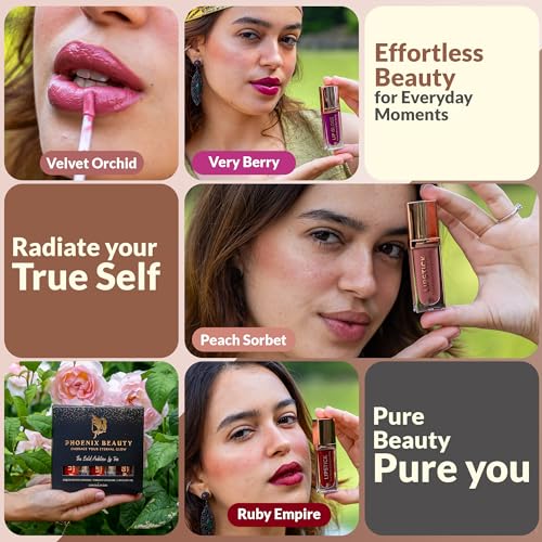 Phoenix Beauty Lip Trio – Matte Lipstick, Gloss & Oil Set