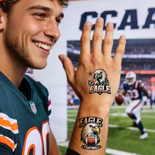 Football Temporary Tattoos, 8 Sheets 200+ Designs