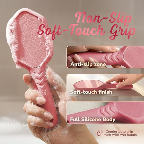 SILKLE Nano Glass Foot File & Callus Remover with Non-Slip Grip - Pink