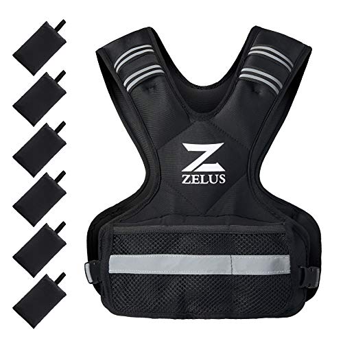 ZELUS Weighted Vest for Men and Women | 4-10lb/11-20lb/20-32lb Vest with 6 Ironsand Weights for Home Workouts | Adjustable Body Weight Vest Exercise Set for Cardio and Strength Training (20-32 lb.)