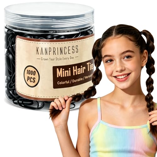 Kanprincess Black Mini Rubber Hair Ties for Kids & Toddlers - Pack of 1000