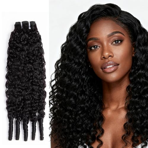 PXCPXC 12A Burmese Curly Human Hair Bundles 16 Inch Water Wave Virgin Hair for Women