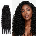 PXCPXC 12A Burmese Curly Human Hair Bundles 16 Inch Water Wave Virgin Hair for Women