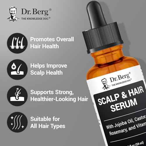 Dr. Berg Scalp & Hair Serum (Improved Formula) with Vitamin D3 & E - Clinically Tested, Paraben- and Sulfate-Free Hair Oil for Women & Men - Includes Rosemary Oil, Castor Oil & Jojoba Oil - 2 Fl oz