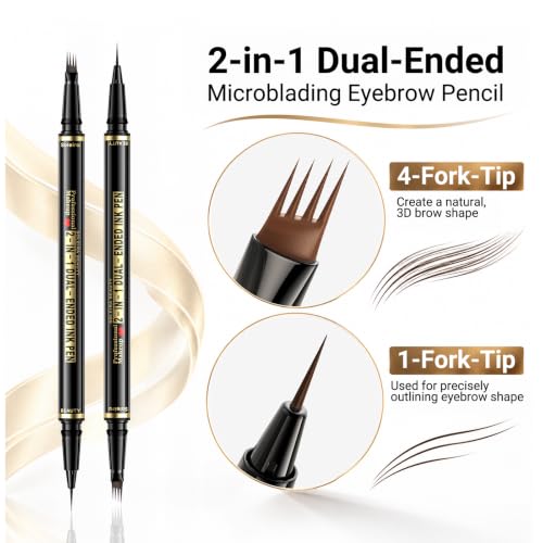 Soleira 2-in-1 Dark Brown Microblading Eyebrow Pen with Brush – 4-tip Micro Pencil