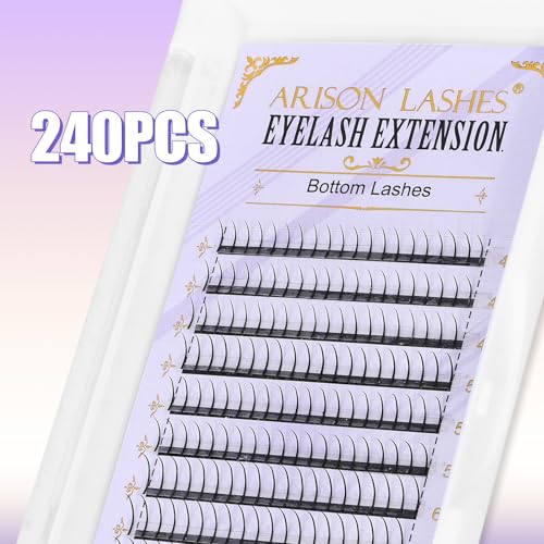Arison Lashes Bottom Fairy Lash Extension 240 Pcs 0.07mm Thickness Lower C Curl 4-7mm Mixed Under Eyelashes (Fairy Bottom Lashes 0.07-C-4-7mm)