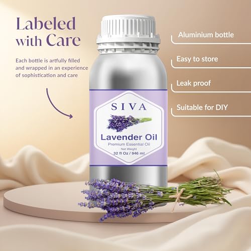 Siva Lavender Essential Oil ? 32 Fl Oz ? 100% Natural Lavender Oil - for Diffuser, Hair Care, Face, Skin Care, Aromatherapy, Scalp and Body Massage, Soap and Candle Making