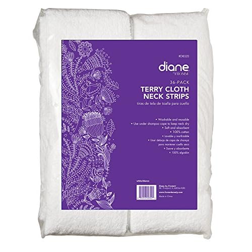 Diane Terry Cloth Neck Strips, Fast Drying Towel for Neck Use at Barber Shop, Salon, Spa, Extra Durable, Absorbent, White, 36 Count (Pack of 1), D8320