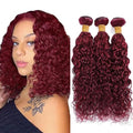 Burgundy Water Wave Human Hair Bundles - 14 16 18 Inch