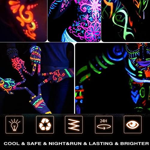 Glow in the Dark Face Body Paint,Washable Neon Face Body Paint,Black Light Face Makeup for Party Halloween Christmas Cosplay Masquerade Etc 0.48oz Set of 6 Tubes(6 colors)