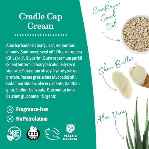 Earth Mama Cradle Cap Cream 2 oz - Organic Baby Scalp Care, Gentle & Certified