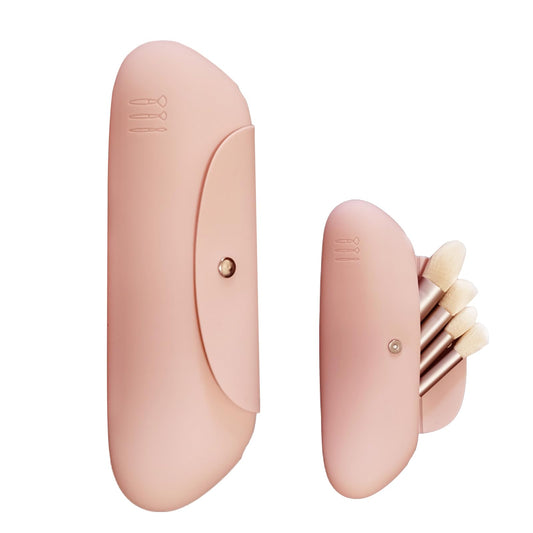 TOPSTUFF Travel Makeup Brush Holder,Travel Essentials for Women,Silicone Makeup Brush Travel Case,Cosmetic Bag with Magnetic Closure,Makeup Brush Pouch Organizer for Travel-Pink