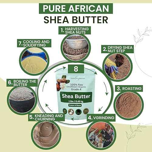 Asase Pure Naturals, Shea butter, 1 lbs, Raw, Unrefined, Grade A, Hand made, Ivory, Ghana Africa, Great for Hair, Skin, Nourish and moisturize, Body butter