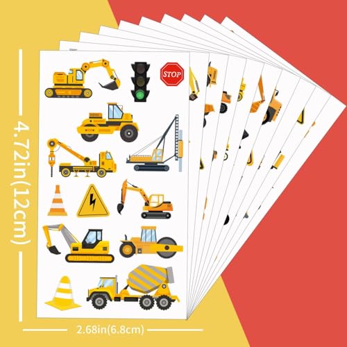 10 Sheets Cartoon Car Temporary Tattoos - Mixed Vehicles