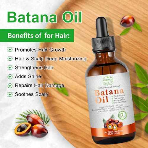 Batana Oil for Hair Growth Organic Raw Batana Hair Oil Natural Cold Pressed Pure Glass Bottle Oils to Thicken Brows, Repair Hair & Scalp, All Hair Types (4 fl oz) by MMPANG
