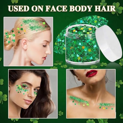 Holographic Green Face Glitter for St. Patrick's Day & Festivals