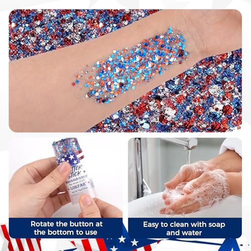 Patriotic Body & Face Glitter Set for 4th of July - Red, White & Blue Sparkle