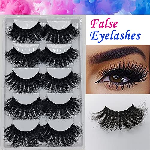 5 Pairs 3D Mink Lashes 25mm Natural Fluffy False Eyelashes