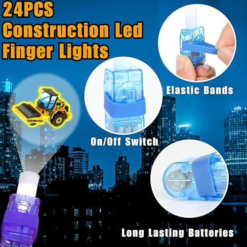 72-Piece Construction Party Favors – LED Finger Lights & Tattoos