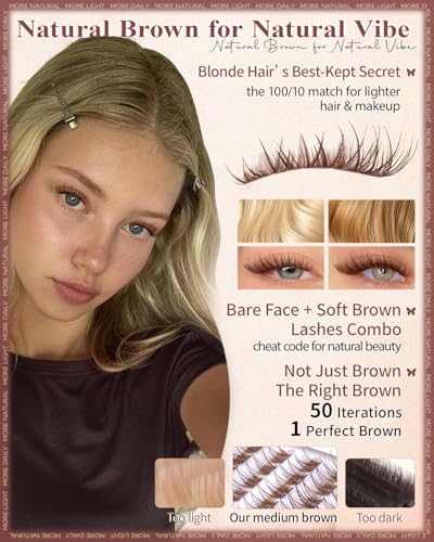 D-Brown Wispy Lash Extensions Kit | 8-12mm Natural Cluster Eyelashes, C Curl, DIY Eyelash Extensions