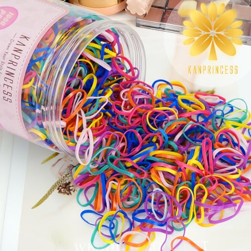 KANPRINCESS 1000pcs Mini Hair Rubber Bands for Kids & Girls