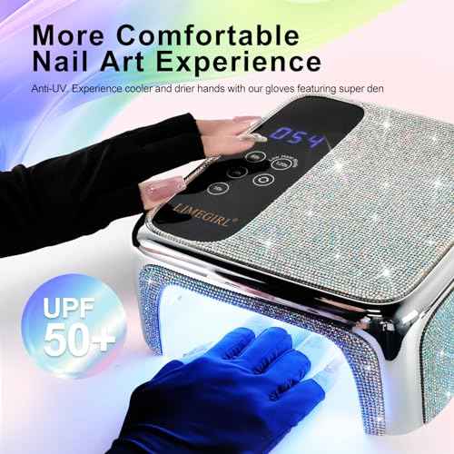 UV LED Nail Lamp Cordless, Professional UV Light for Gel Nail Polish, Fast Curing Lamp Nail Dryer with 4 Timers & LCD Touch Display, for Salon-Grade Gel Nails - Sparkling Diamond UV Nail Lamp (White)