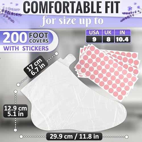 Disposable Plastic Foot Booties for Moisturizing & Wax - 200 Pack