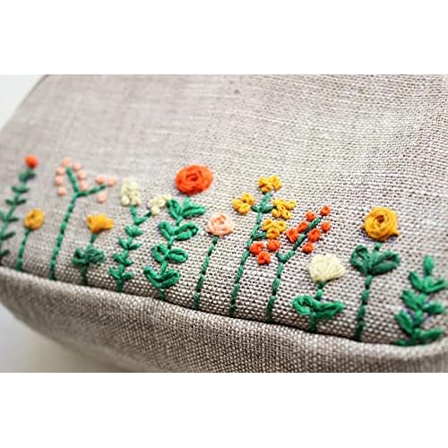 Embroidered makeup bag Small cosmetic purse for women Floral zipper pouch for bridesmaids