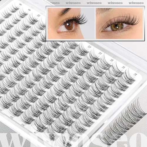 wiwoseo Flaunt Short Lash Clusters Wispy Lash Clusters Kit 8-14MM Venus Eyelash Clusters Eyelash Extensions Kit C Curly Individual Lashes Extension Kit Natural Eyelashes Clusters for Daily Makeup