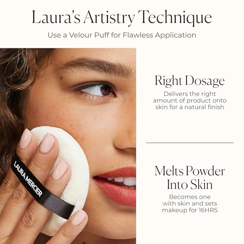Laura Mercier Translucent Loose Setting Powder in Shade Translucent Honey: 24 HR Shine Control, Soft Matte Finish, Best for Normal to Oily Skin, For Medium Skin Tones + Velour Puff Bundle