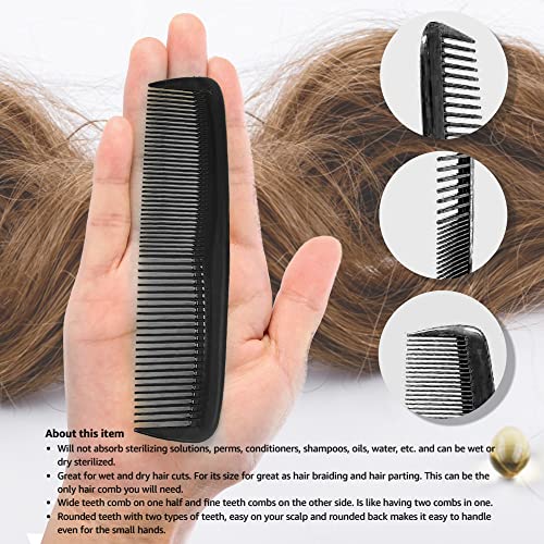 Black Unbreakable Hair Comb Set - Fine Tooth Styling Comb for Men & Women - 4 Pack