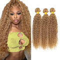 Honey Blonde Kinky Curly Hair Bundles 30 32 34 Inch