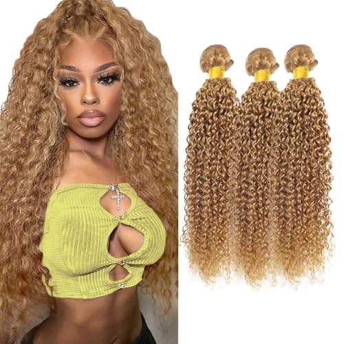 Honey Blonde Deep Wave Hair Bundles 26 Inch Human Hair