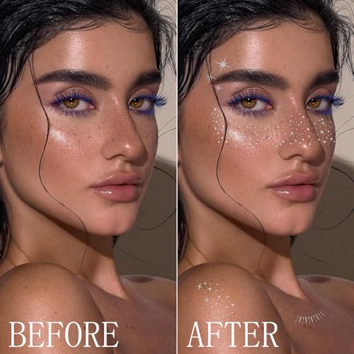 Silver Glitter Freckles Face Tattoos - 20Pc Waterproof Set