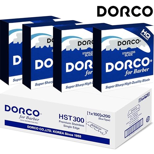 the shave factory Straight Edge Razor Kit (Black / 100 Dorco Single Edge Razor Blades Blue)