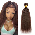 #4 Brown Yaki Straight Human Hair Bundles - 22 Inch 50g