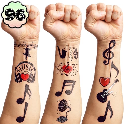 Music Temporary Tattoos 96 Pieces Party Favors Stickers