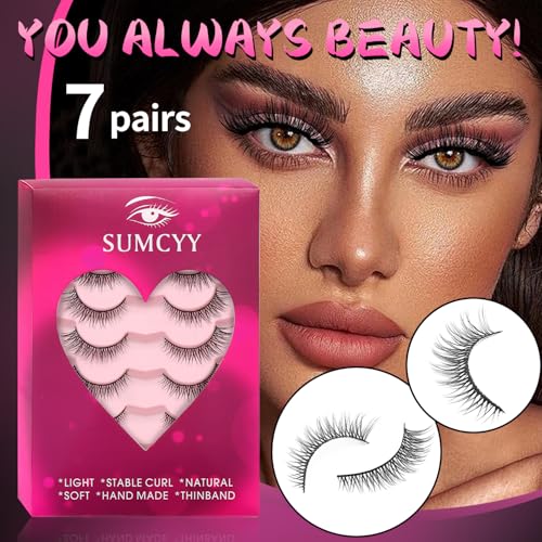 7 Pairs 5D Wispy Cat Eye False Eyelashes - Fluffy Handmade Lashes