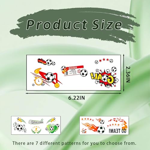 Soccer Face Temporary Tattoos 7 Sheets Waterproof